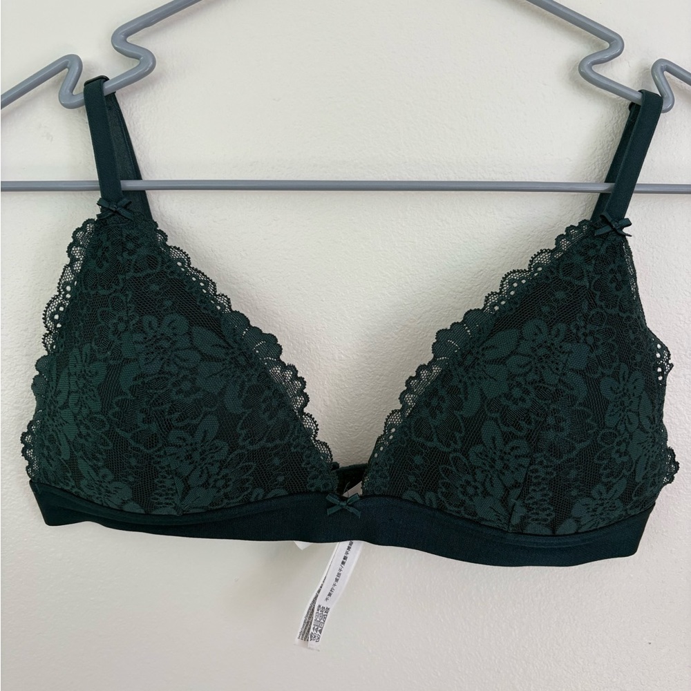 Victoria's Secret Dark Green Lace Triangle Bralette